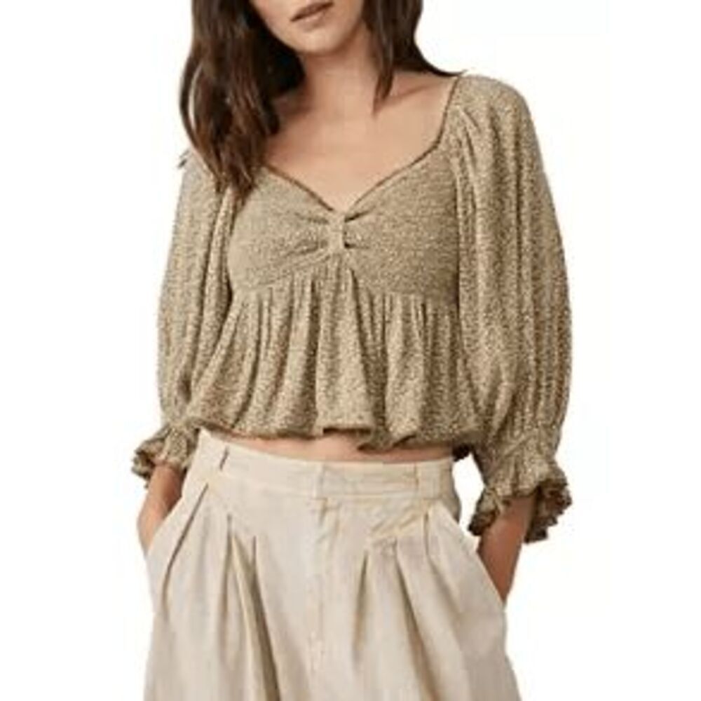 Free People Brittnee Tropical Nut Floral Printed Top Women's Size Small